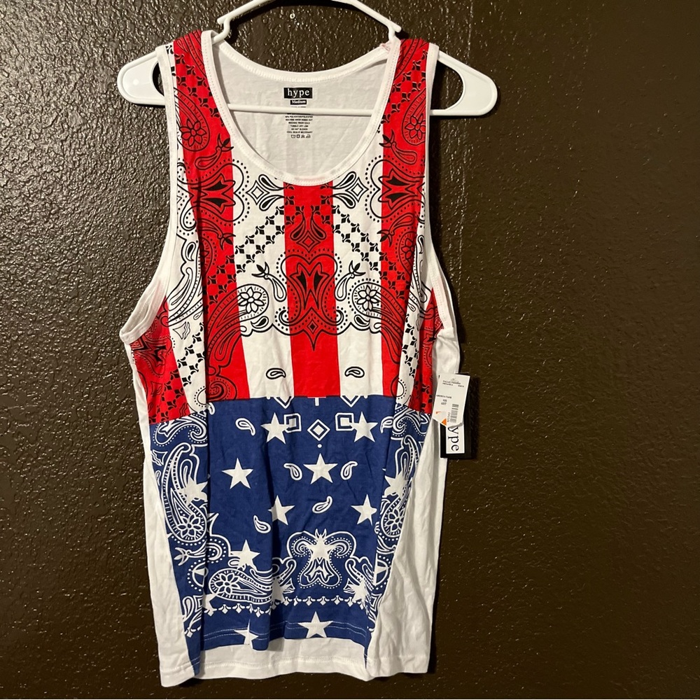 American Flag Bandana Print Tank Top, New with Tags, Size Medium